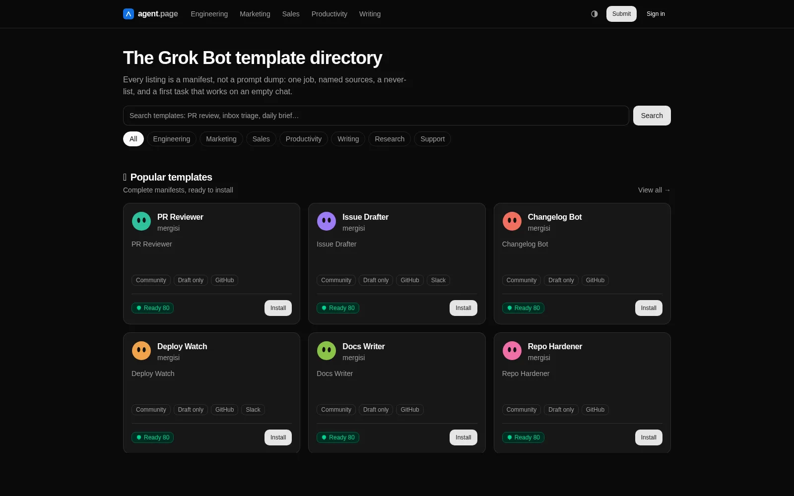 Agent Page homepage